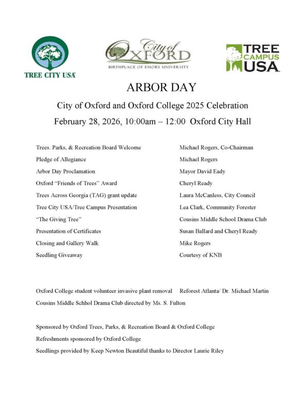 Oxford College 2025 Arbor Day Celebration